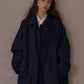 Cotton blend loose fit cocoon silhouette crinkled fabric jacket | 2 color