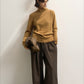 Elastic waistband wide leg straight pants | 3 color