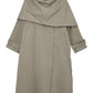 Cotton blend crinkled surface cape trench coat | 2 color
