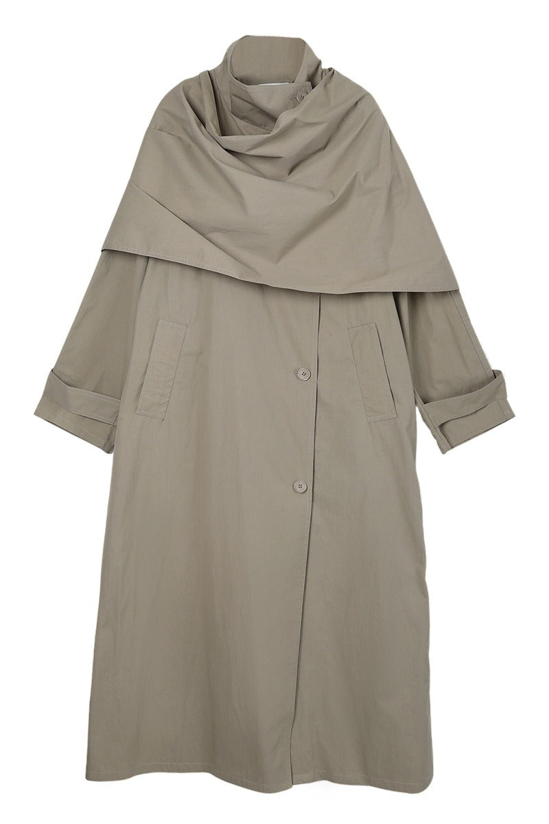 Cotton blend crinkled surface cape trench coat | 2 color