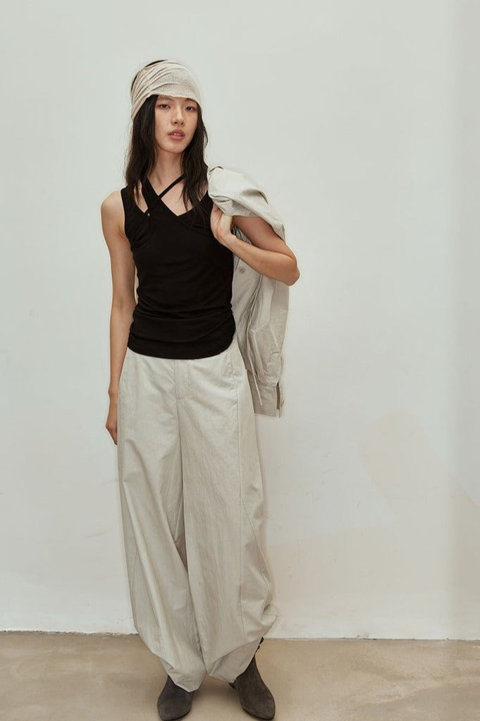 Straight-cut wrinkle surface casual pants | 3 color