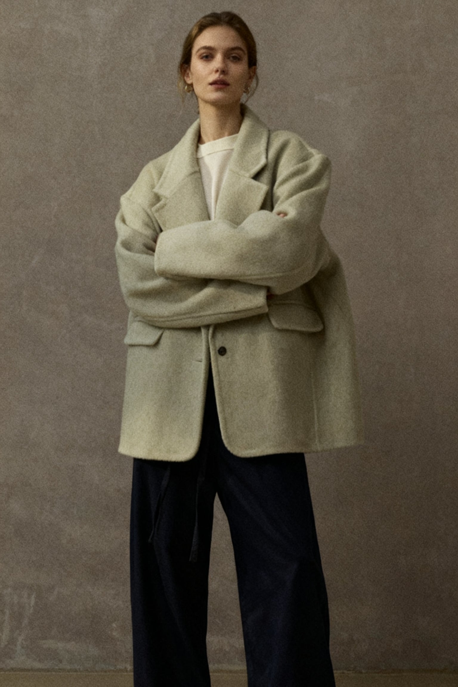 100% wool loose-fit fluffy texture jacket