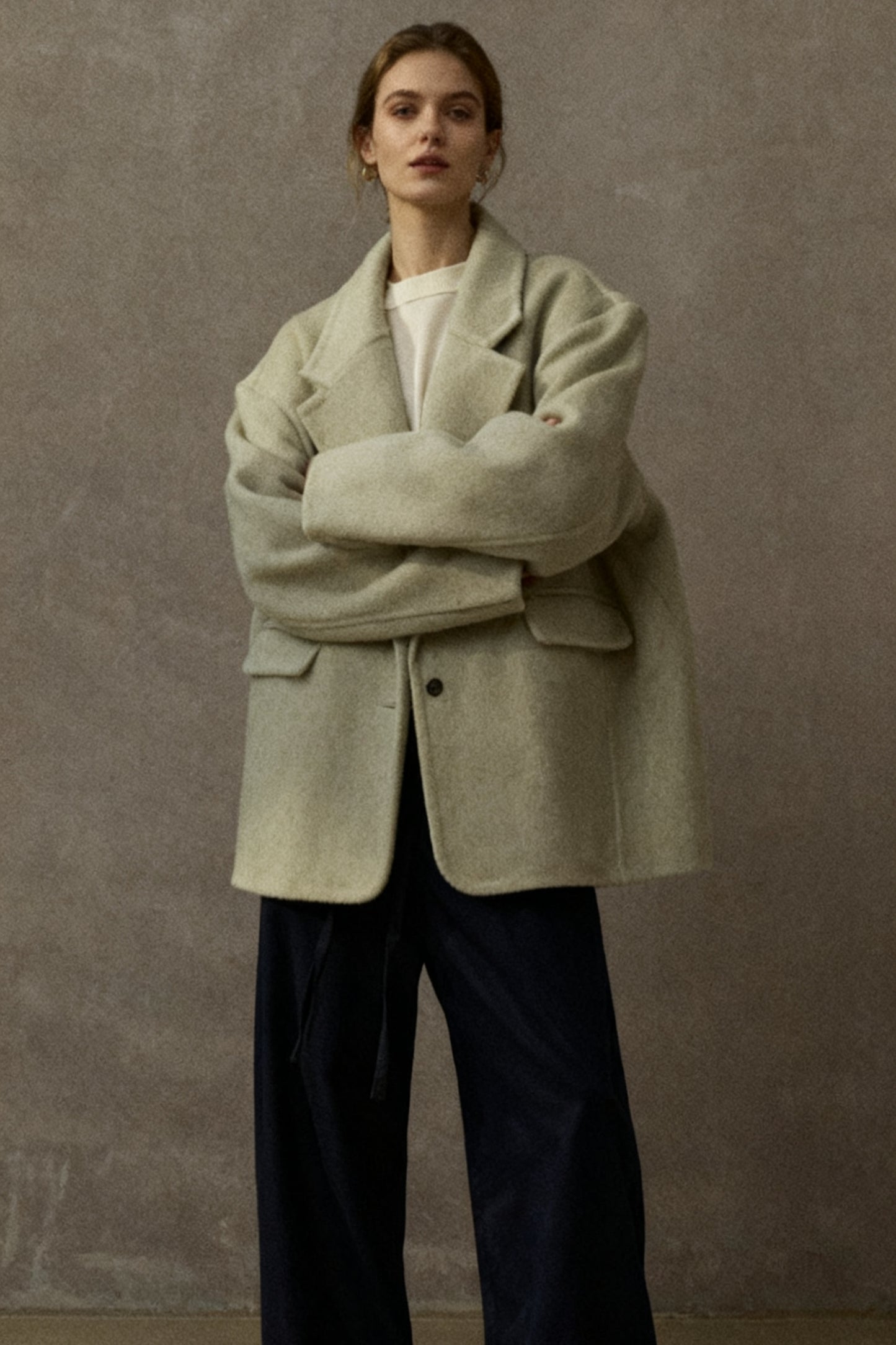 Chaqueta holgada de textura suave 100% lana | 3 colores