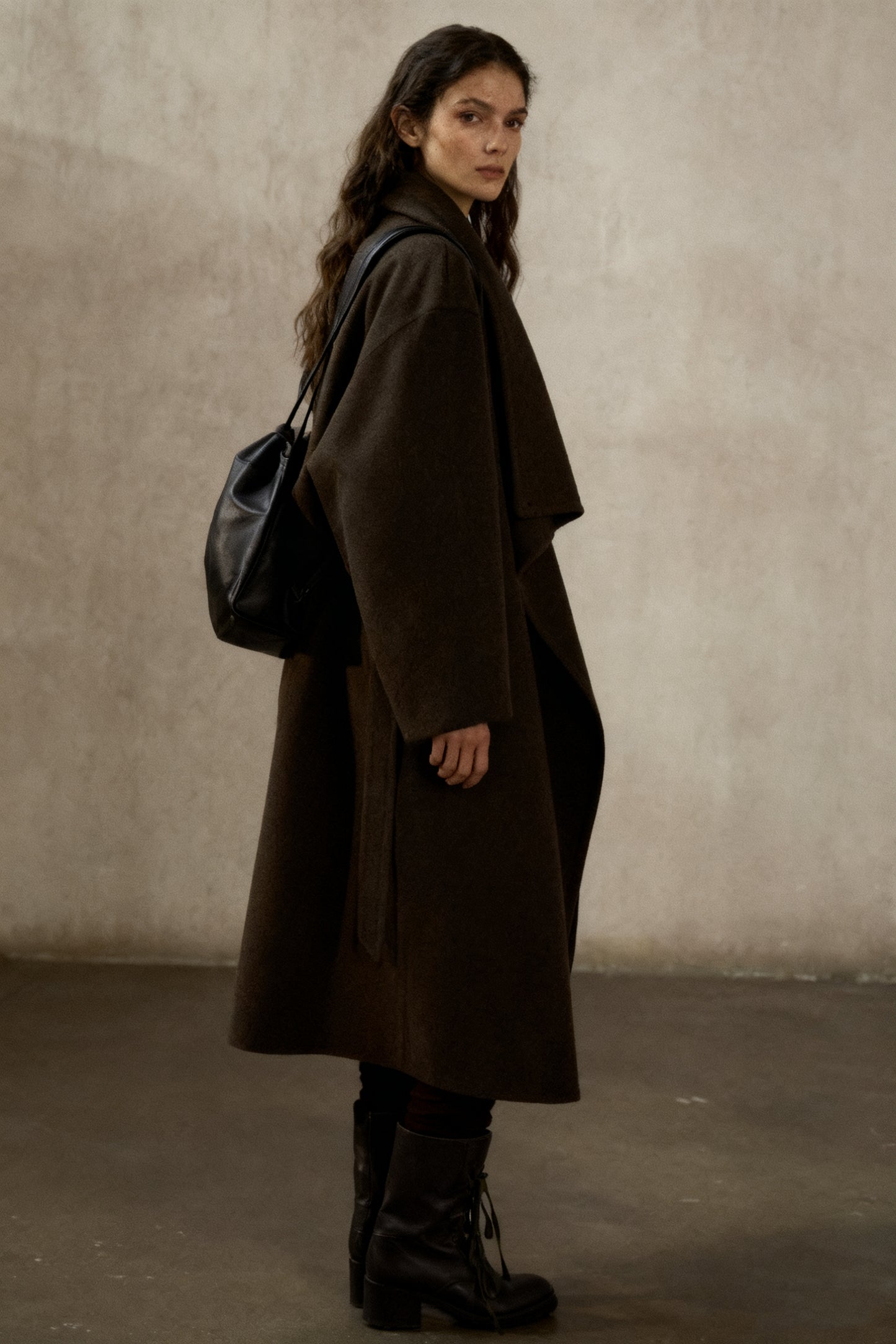 100% wool irregular collar overcoat | 2 color