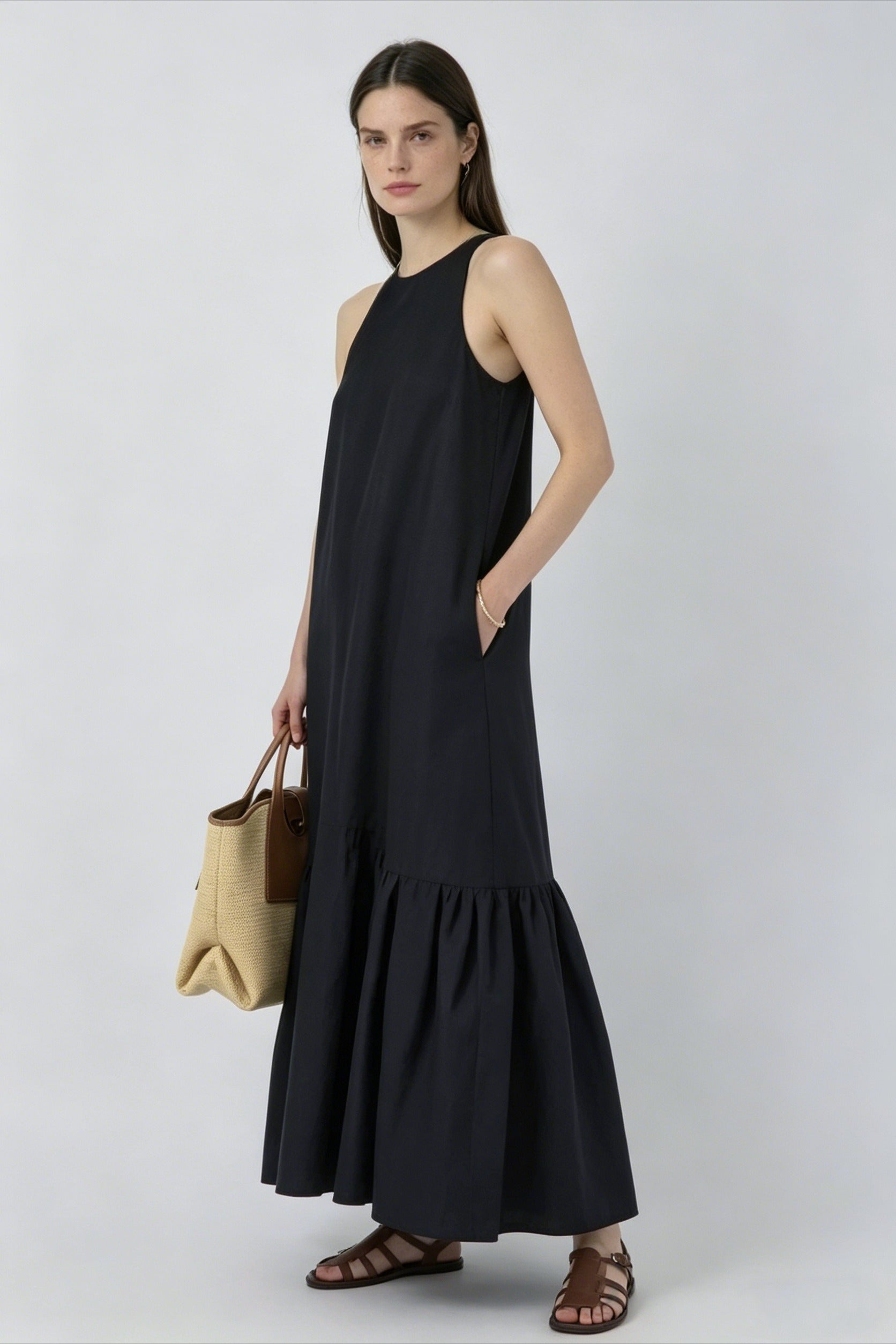 100% linen structured yet fluid dress