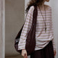 Wool blend lightweight loose-fit striped knitwear | 4 color