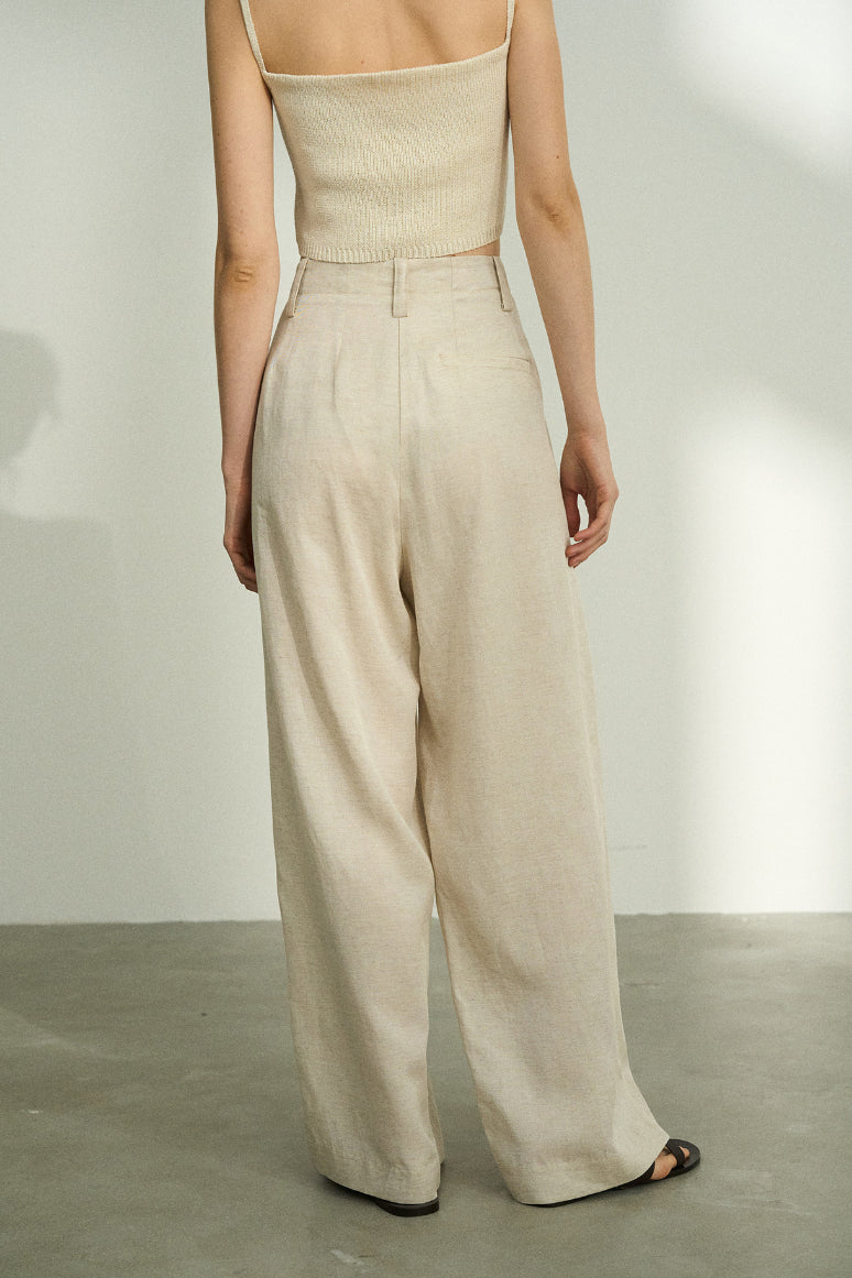 Lyocell blend linen straight pants | 3 color