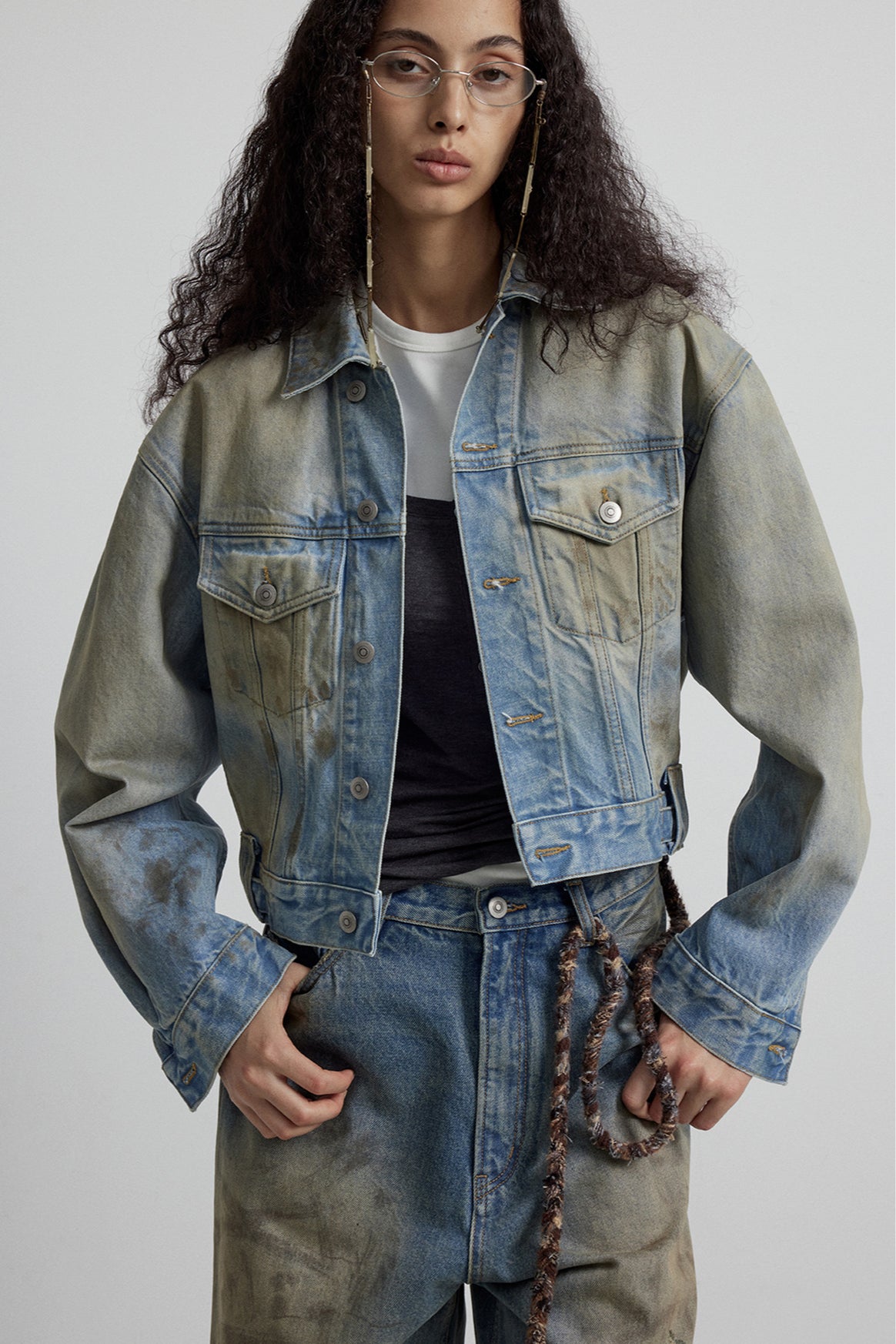 100% cotton retro cropped denim jacket | 2 color