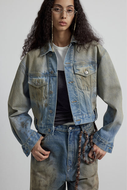 Veste en jean courte rétro 100 % coton | 2 couleurs