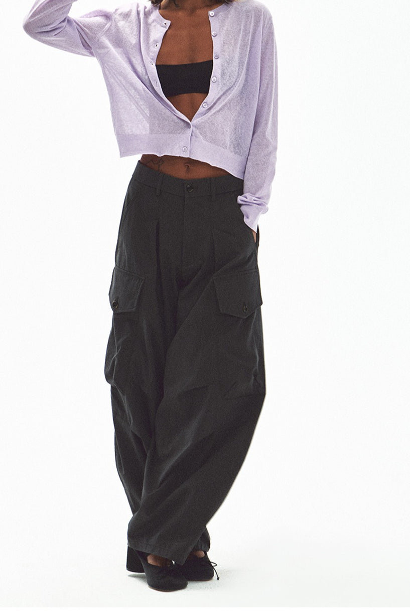 Pantalon coupe cocoon décontractée à poches plaquées | 2 couleurs