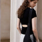 Viscose blend open back T-shirt | 4 color