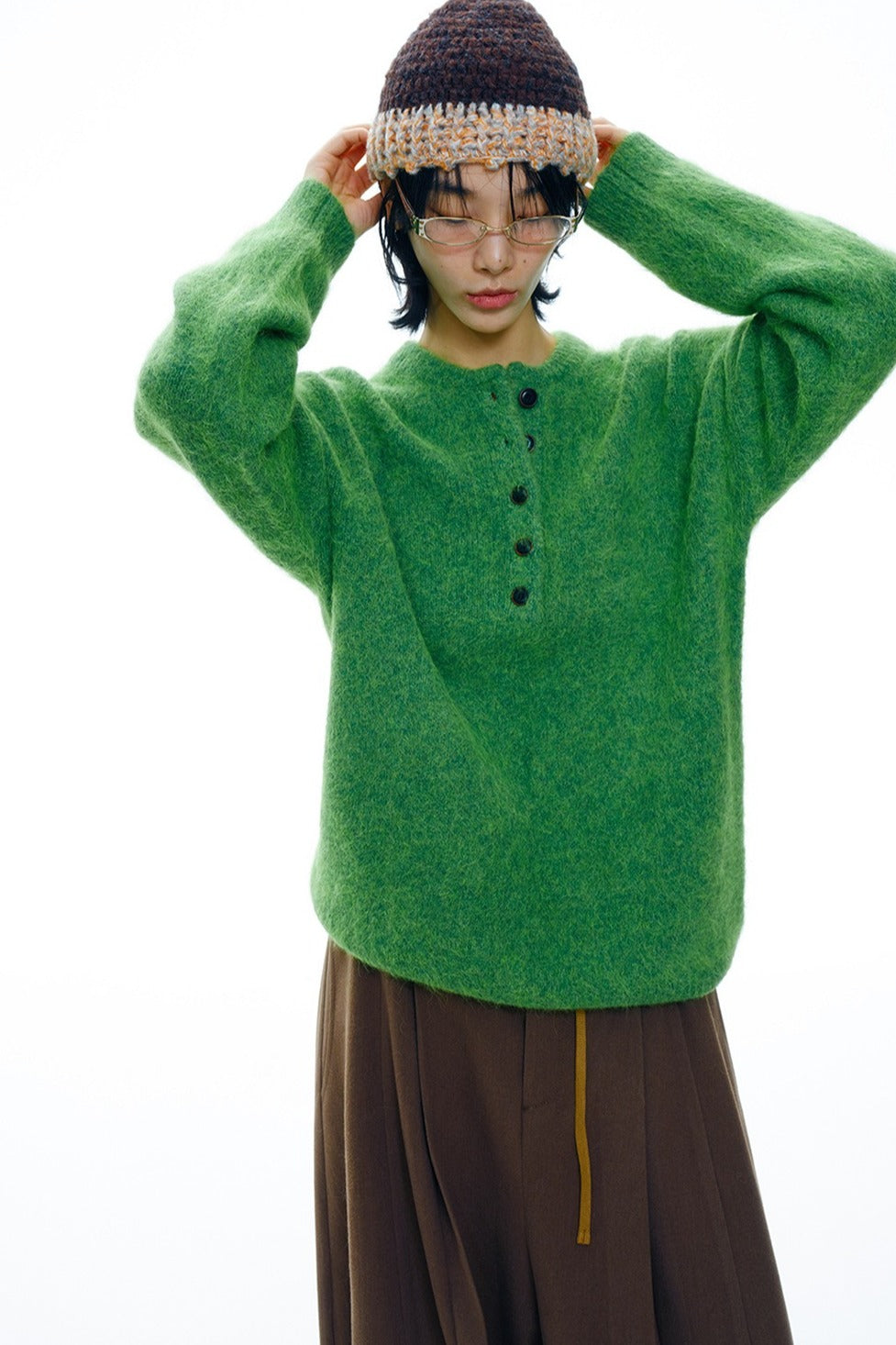 Alpaca blend henley pullover sweater | 5 color