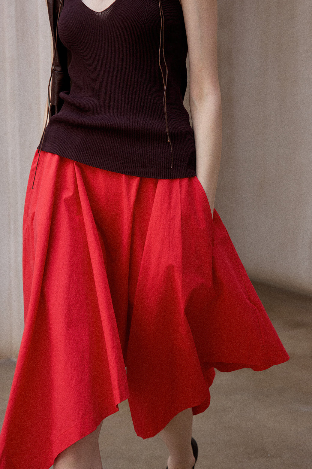 "Ohmi Bleach" cotton handkerchief-style midi skirt | 3 color
