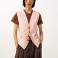 Cotton blend linen texture V-neck vest | 4 color