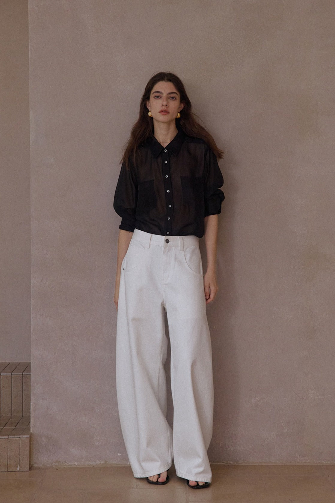 Viscose blend sheer regular fit shirt | 4 color