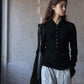 Wool blend stand-up collar ribbed base knitwear | 2 color
