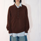 100 wool pleated placket polo sweater | 3 color