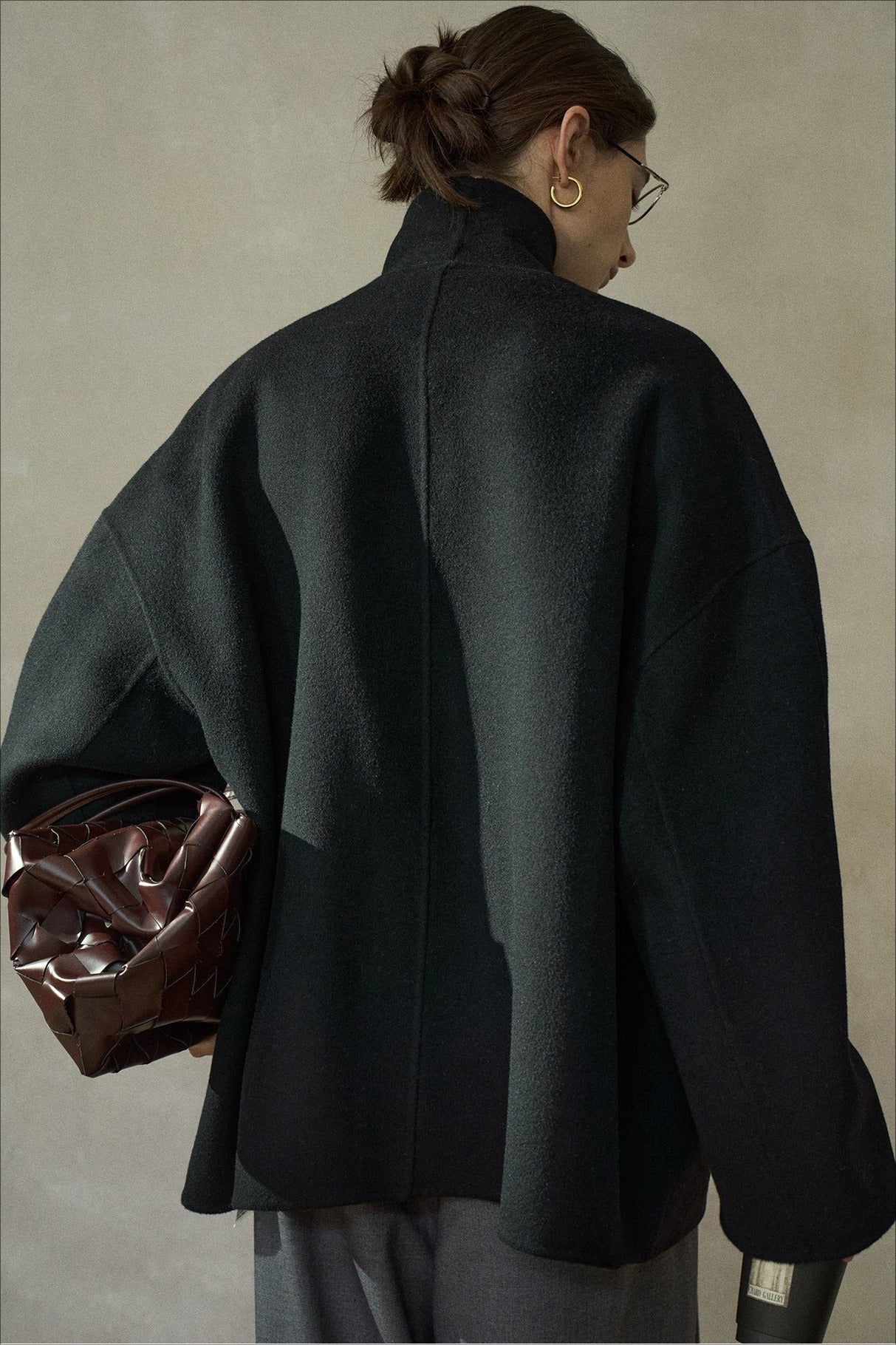 Wool riched loose fit drape collar jacket | 3 color