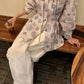 Cotton relaxed-fit V-neck rose romantic shirt