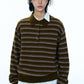 Wool blend loose-fit striped polo sweater | 4 color