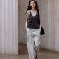 Cotton blend comfortable straight-leg pants with a belt | 3 color