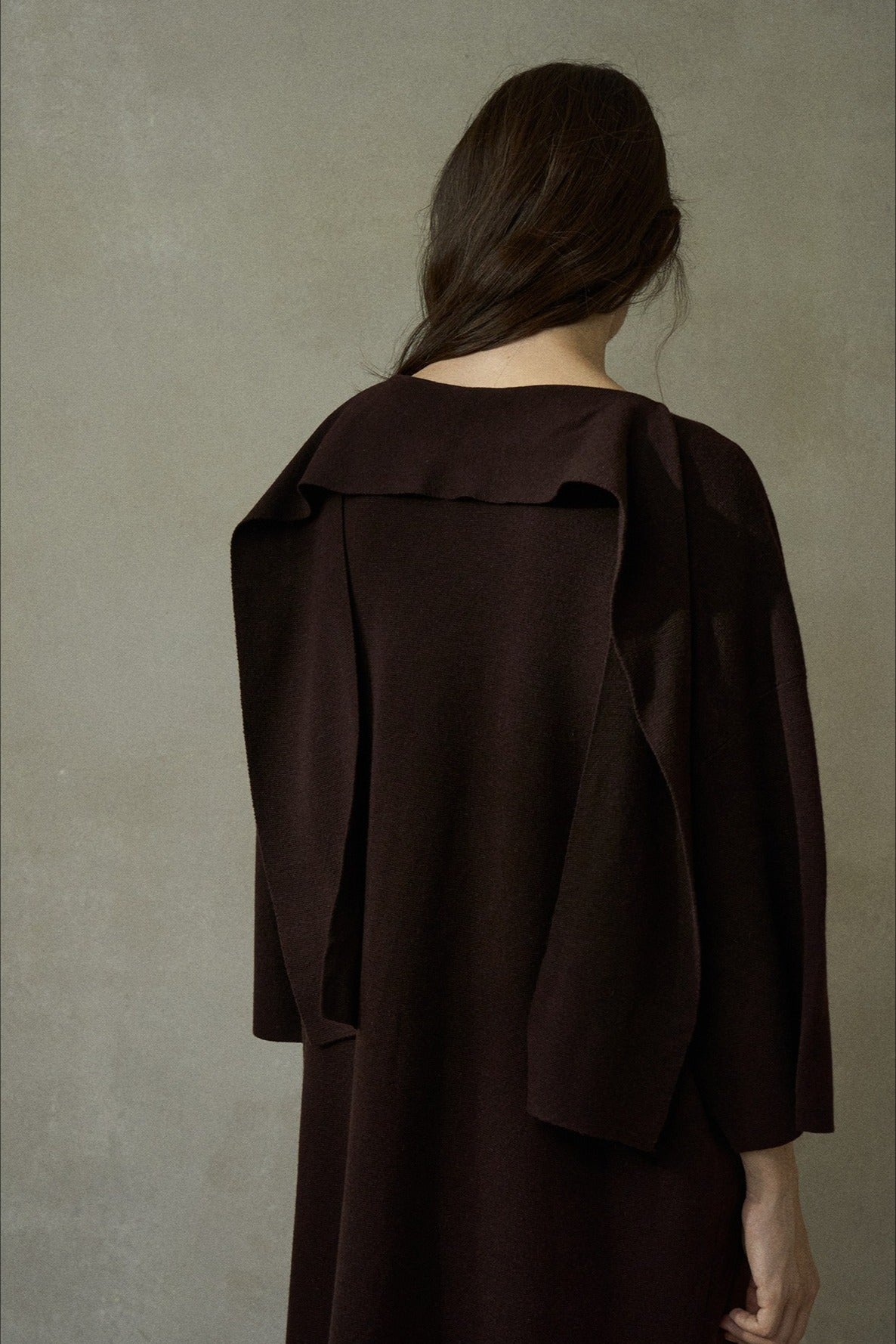 Wool blend straight back ribbon dress | 3 color