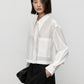 Long pointed collar transparent tencel shirt | 10 color