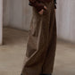 Cotton blend relaxed-fit curved leg corduroy pants | 3 color