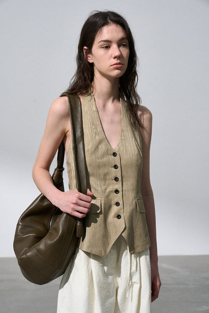 Backless jacquard vest | 2 color