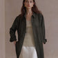 Elastic mid-length suede feel drawstring waist shirt-jacket | 3 color