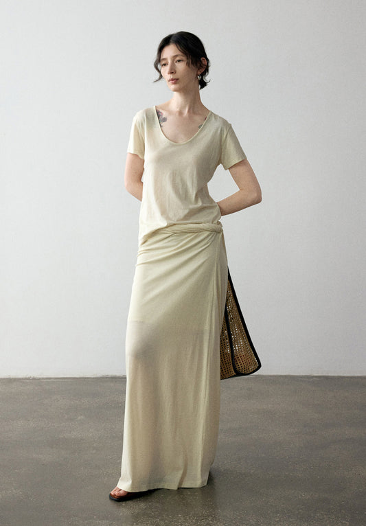 Cotton blend twisted waist A-line skirt | 3 color