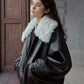 Cozy and chic detachable collar wool-filled PU jacket | 2 color