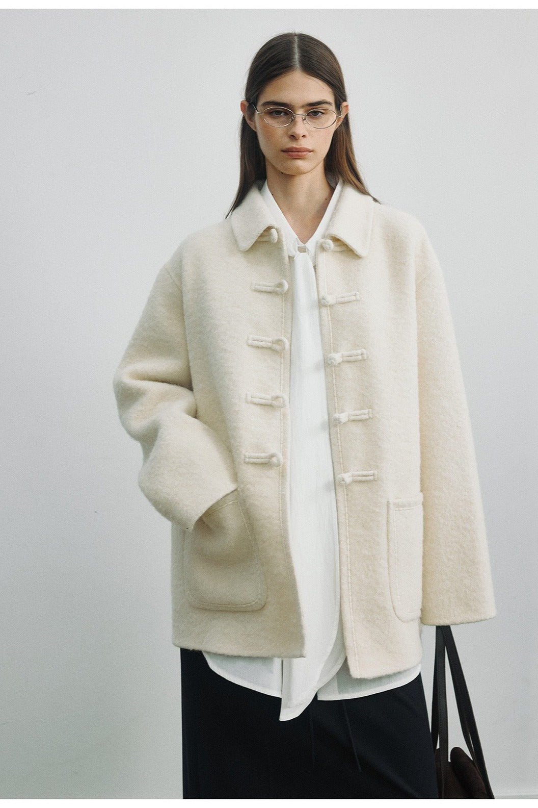 Wool blend frog-knot structured coat | 3 color
