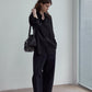 Cotton blend wide-leg slight curved pants | 4 color