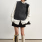 100% wool chunky texture rib vest | 4 color