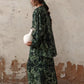 Lyocell blend romantic elegant leaf print skirt | 2 color