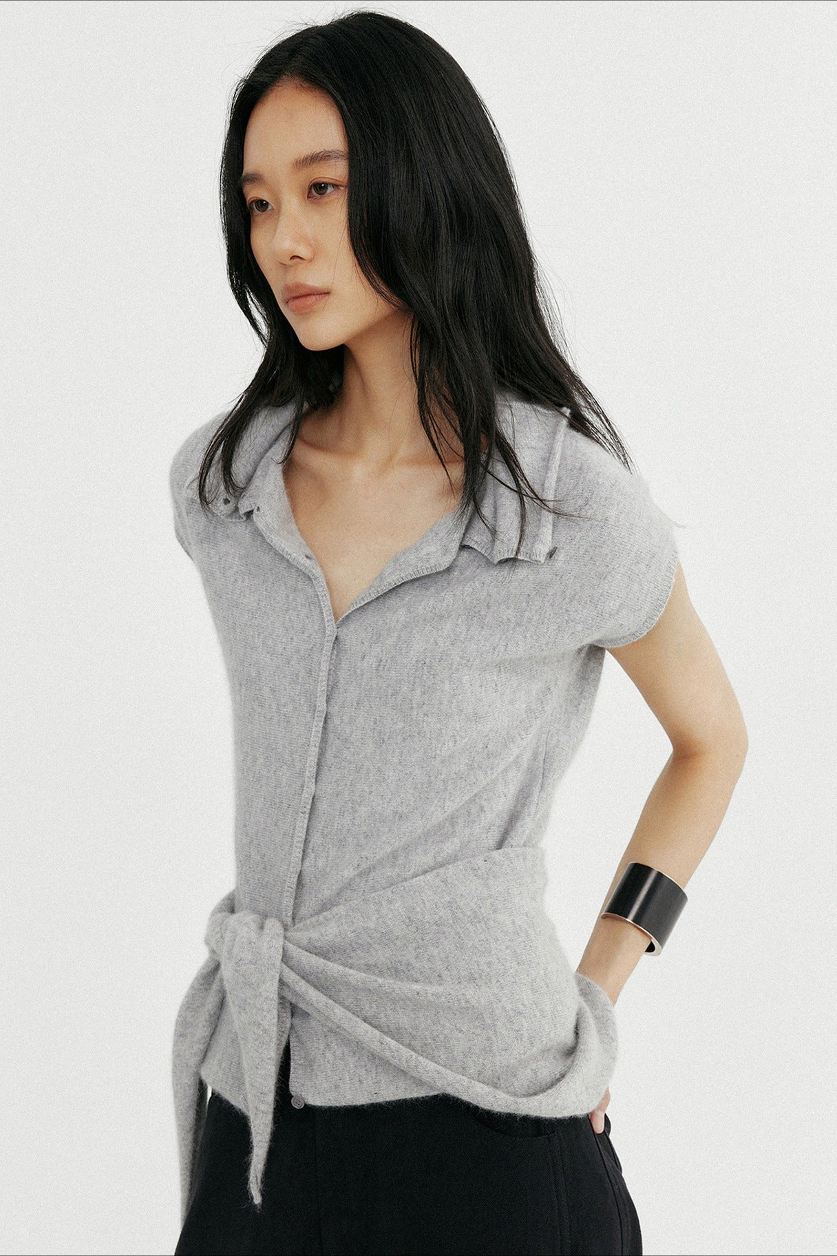 Wool containing lightweight soft knit top and scarf | 3 color