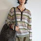 Lightweight slightly sheer stripe knit T-shirt | 4 color