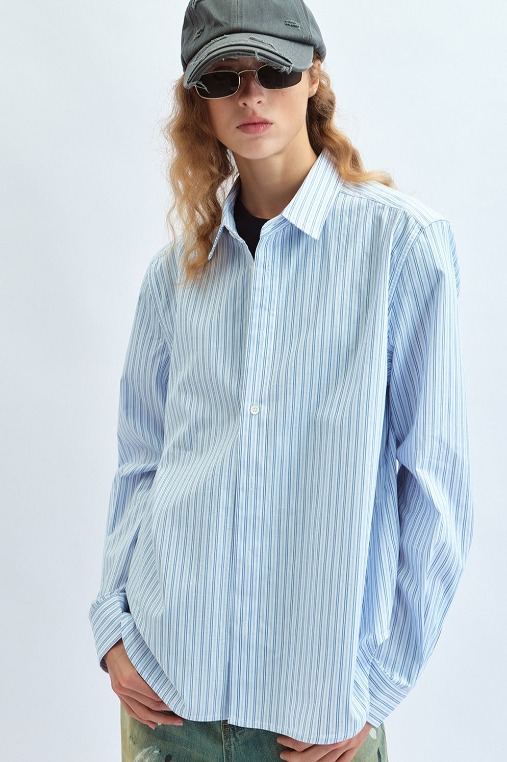 100% cotton striped loose shirt | 2 color