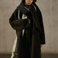 100% wool loose-fit mid-length coat with a scarf hood | 2 color