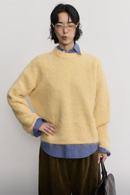 Alpaca wool blended long hair sweater | 6 color