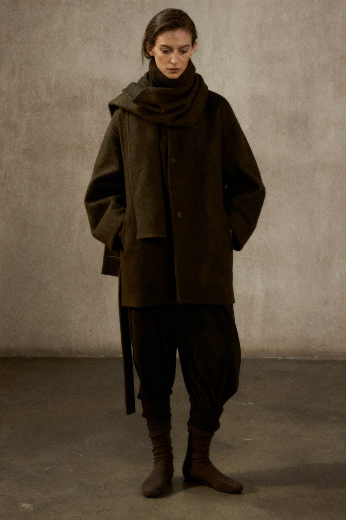 Wool blend double-faced mid-length coat | 3 color