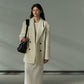 Wool blend hourglass silhouette plush suit jacket | 2 color