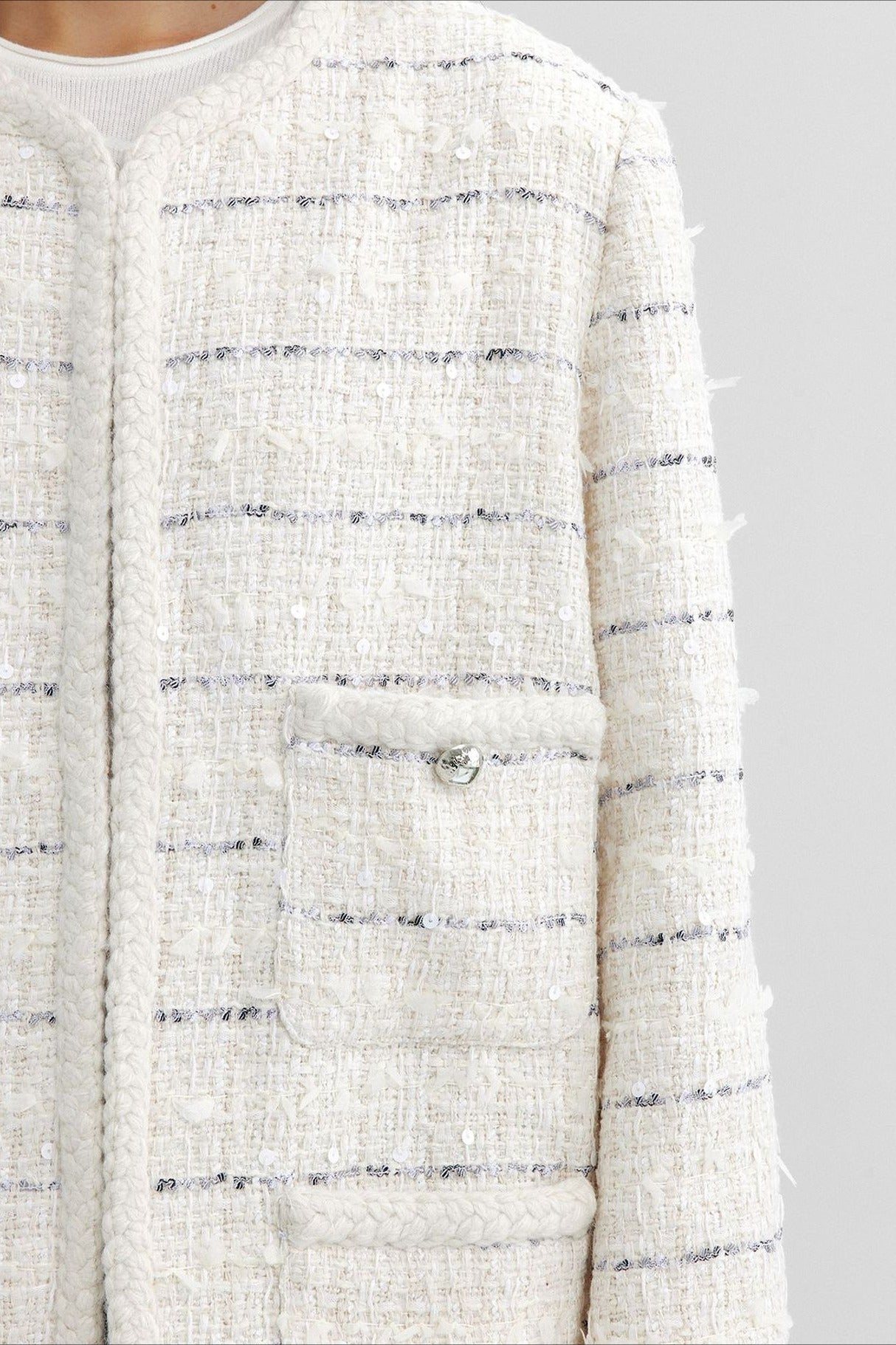 Wool blend elegant tweed jacket