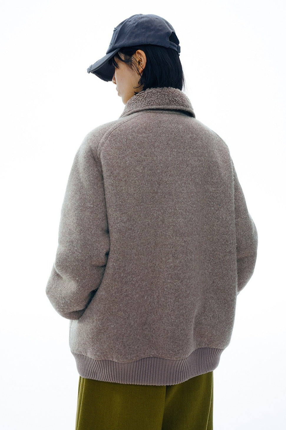 Plush wool-blend “pearl-fleece” oversized jacket | 2 color