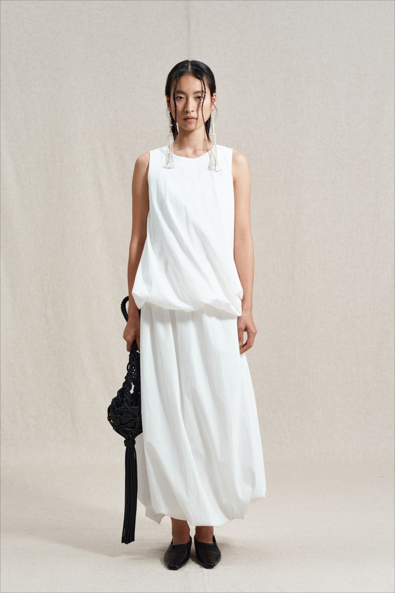 Top romántico con capullos en mezcla de algodón | 2 colores