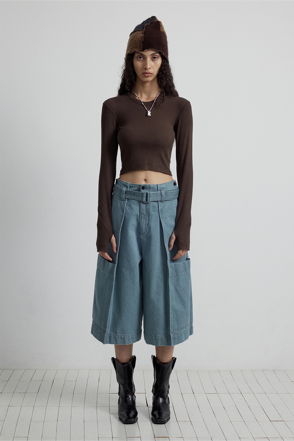 Elastic basic crop t-shirt | 4 color