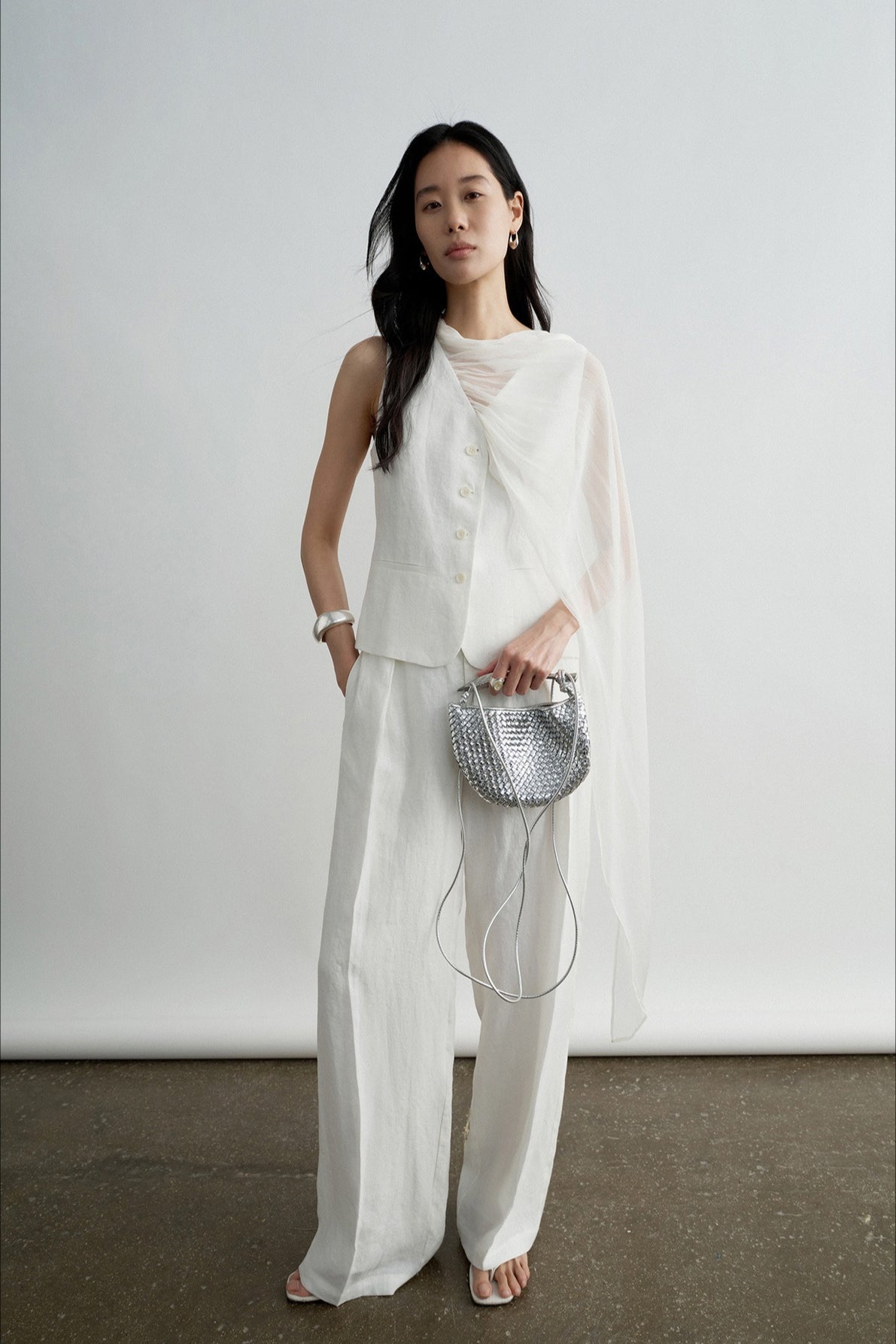 100% linen vest with e neck tie | 2 color