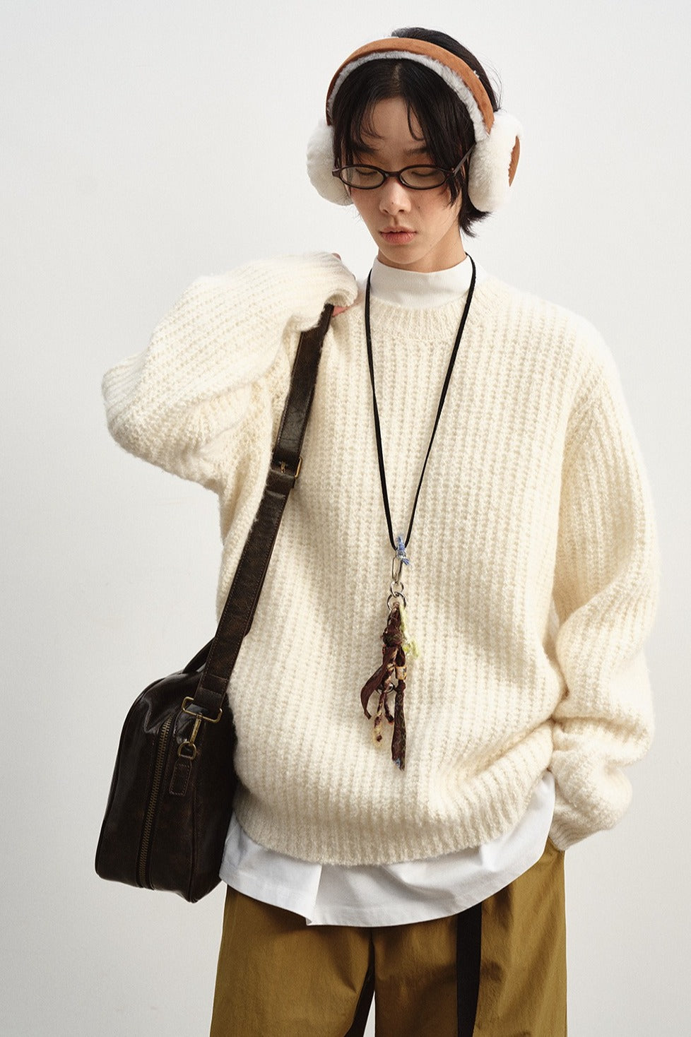Wool riched chunky knit texture sweater | 3 color