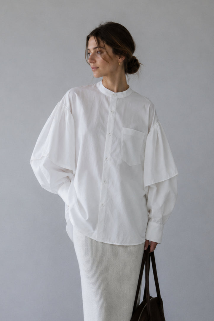 Soft cotton puff sleeves shirt | 2 color